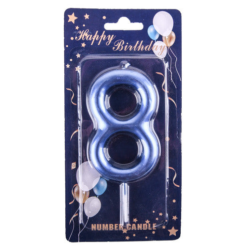 #8 birthday candles - assorted colors  -  -- 12 per box