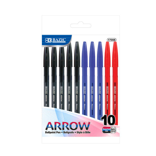 arrow assorted color stick pen 10 pack -- 24 per box
