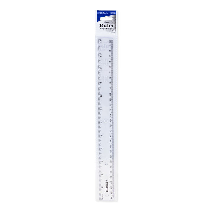 12 inch 30cm clear ruler -- 24 per box