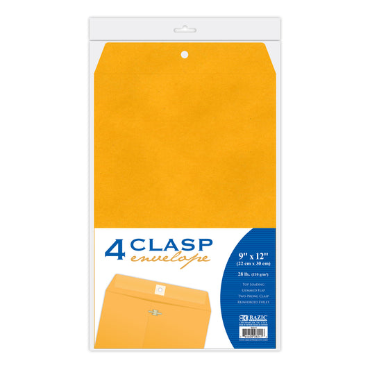 9 inch x 12 inch clasp envelope 4 pack -- 48 per case