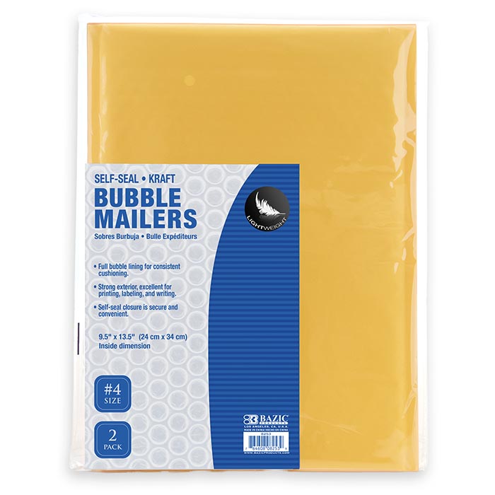 9.5 inch x 13.5 inch 4 self- seal bubble mailers 2 pack -- 24 per case