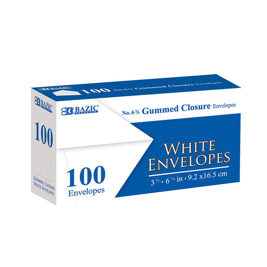 #6 3/4 white envelopes with gummed closure -  bulk -- 24 per case