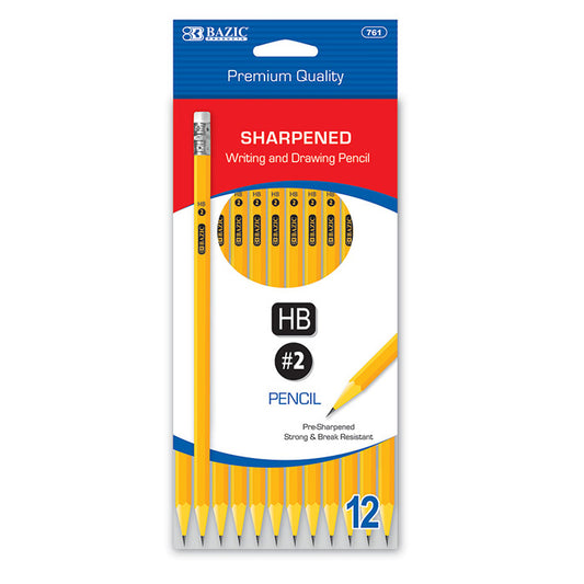 #2 premium yellow pencils - pre-sharpened - aa pack -- 24 per box