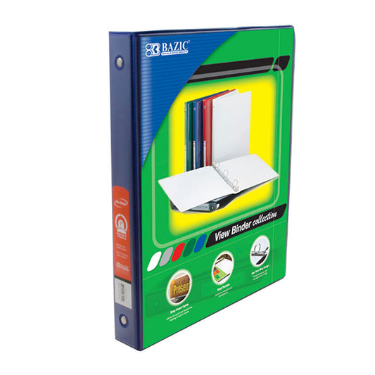bazic 1 inch blue 3-ring view binders -- 12 per case