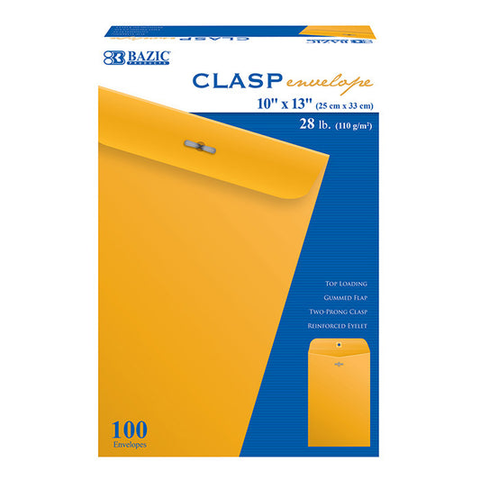 10 inch x 13 inch clasp envelope 100 box -- 5 per case