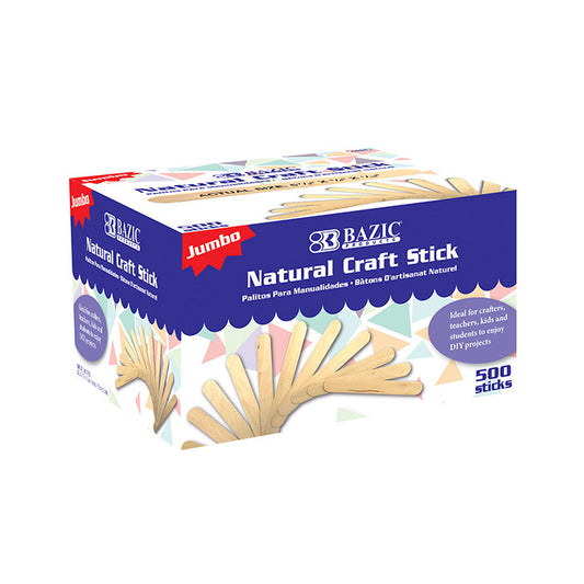 bazic jumbo natural craft sticks - aa box - bulk -- 10 per case