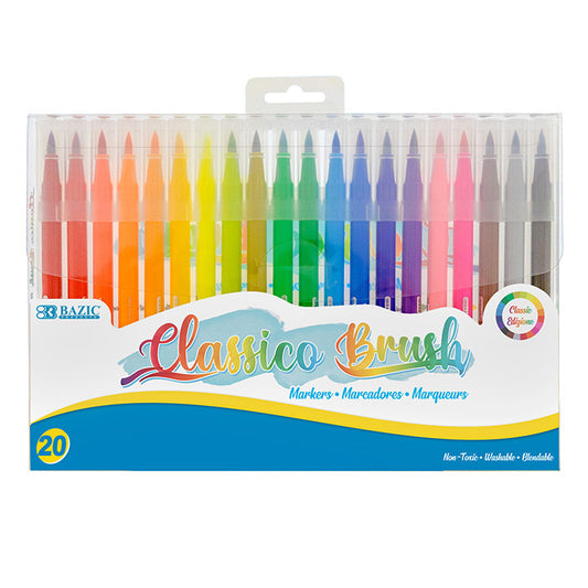 bazic classico brush markers - 20 colors  -- 12 per box