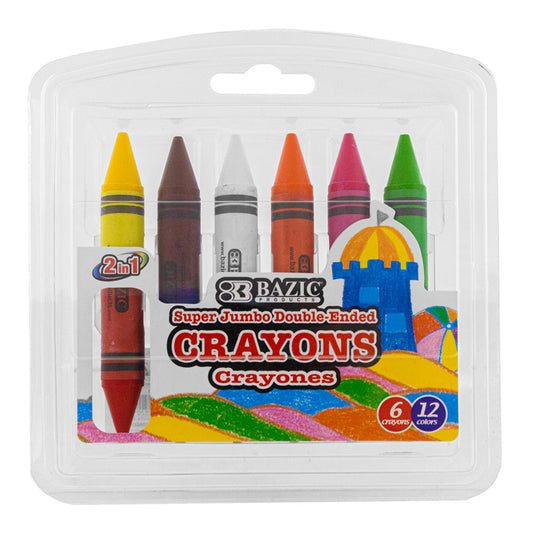 bazic super jumbo crayons - 12 colors -- 24 per box