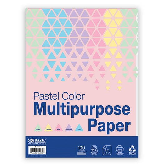 bazic pastel color multipurpose paper clips - 100ct  -- 12 per case