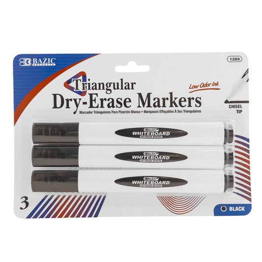 bazic black triangle dry-erase markers - 144 pack -- 24 per box