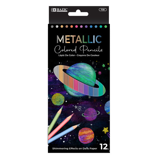 bazic metallic colored pencils -   -- 12 per box
