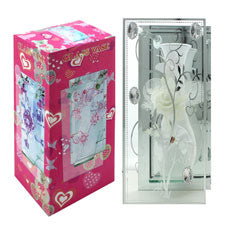 glass vase white 11.5 25 7cm 3 desings mixed -- 1 per box