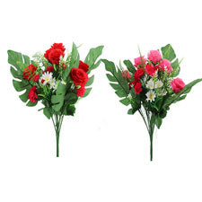 artificial flowers - rose and carnation bush 19 heads assor -- 12 per box