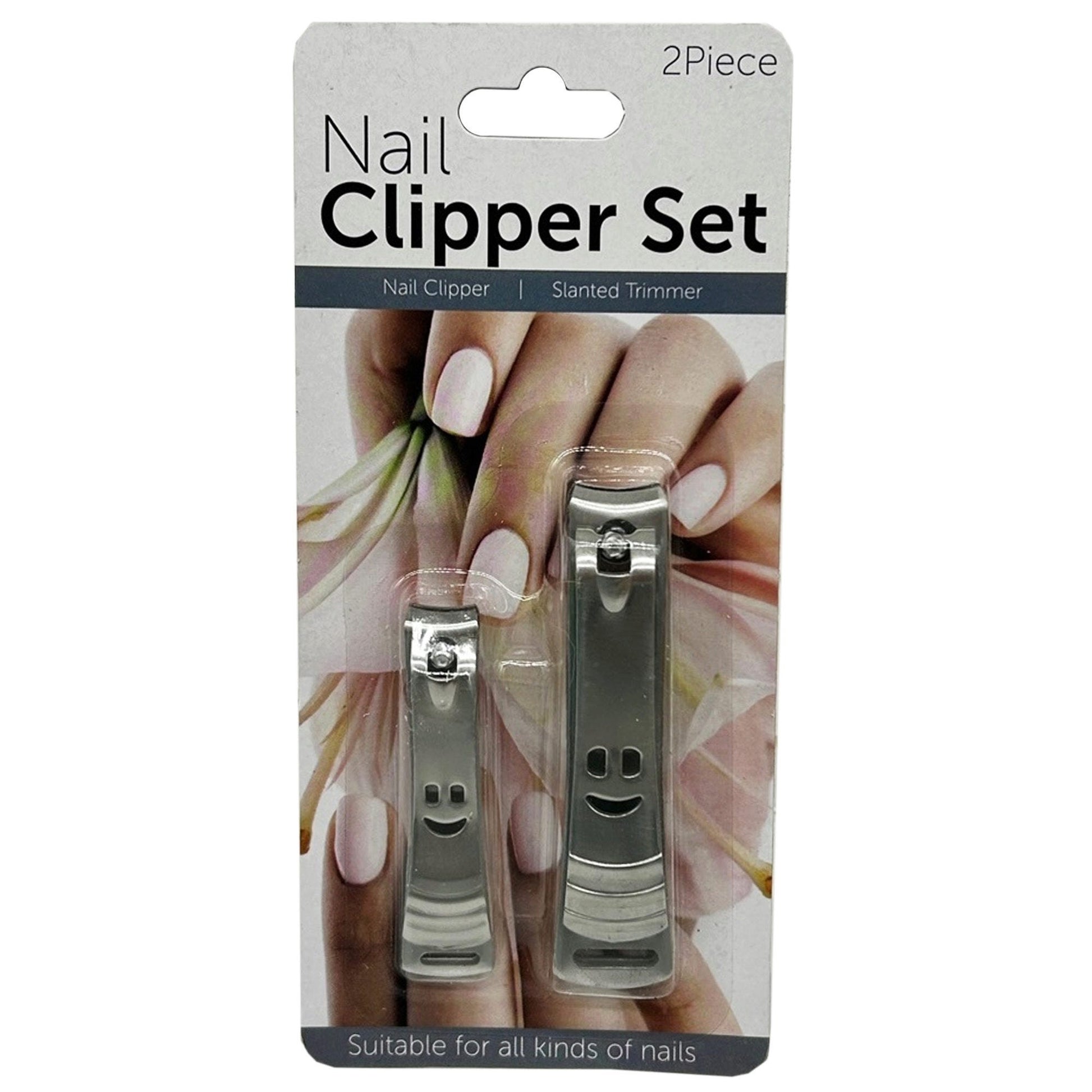 2 pack precision blade nail clippers with happy face handles -- 24 per box