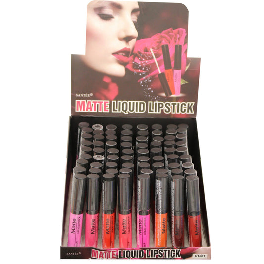 matte liquid lipstick in assorted shades in countertop display -- 72 per box
