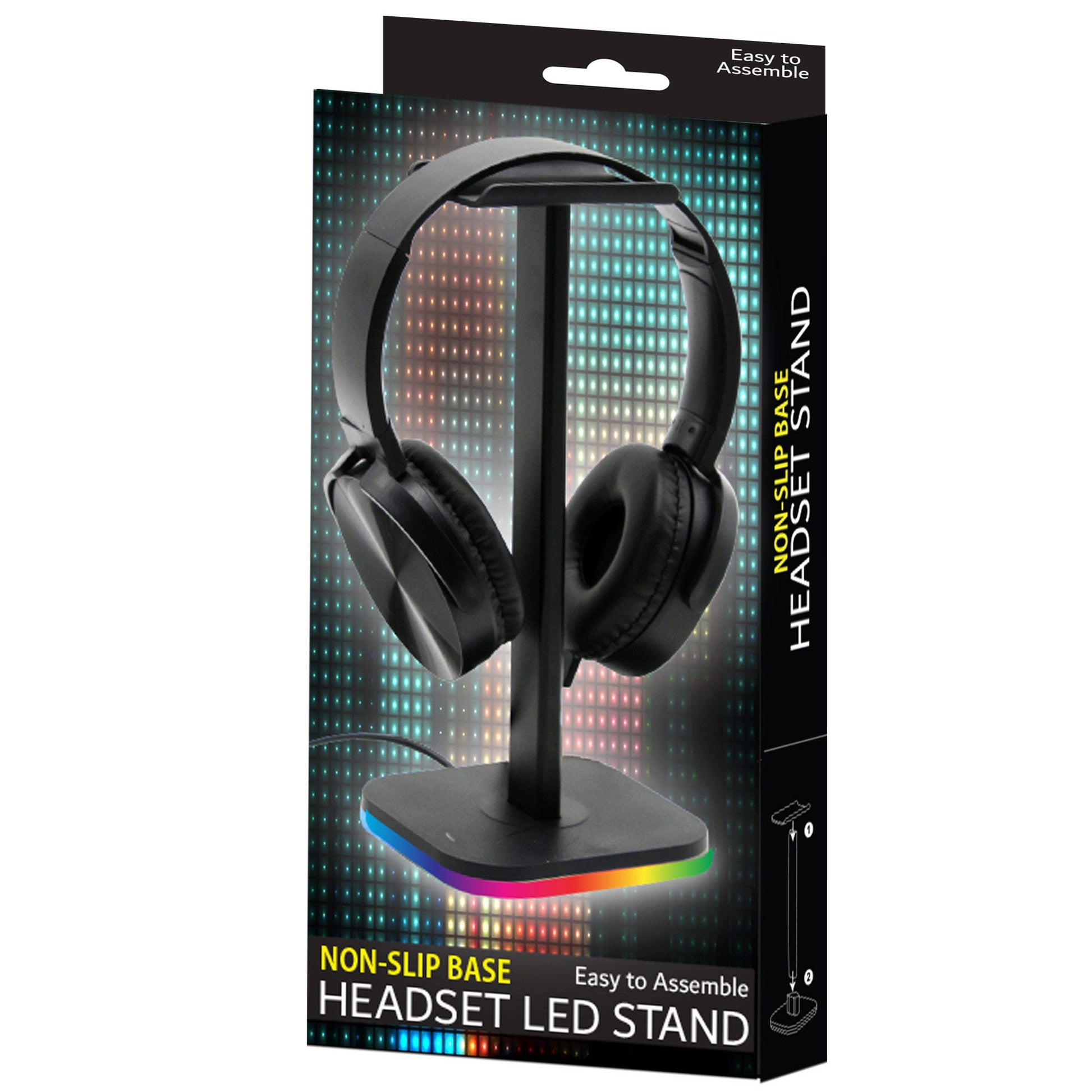 aluminum headset stand display with led base -- 6 per box