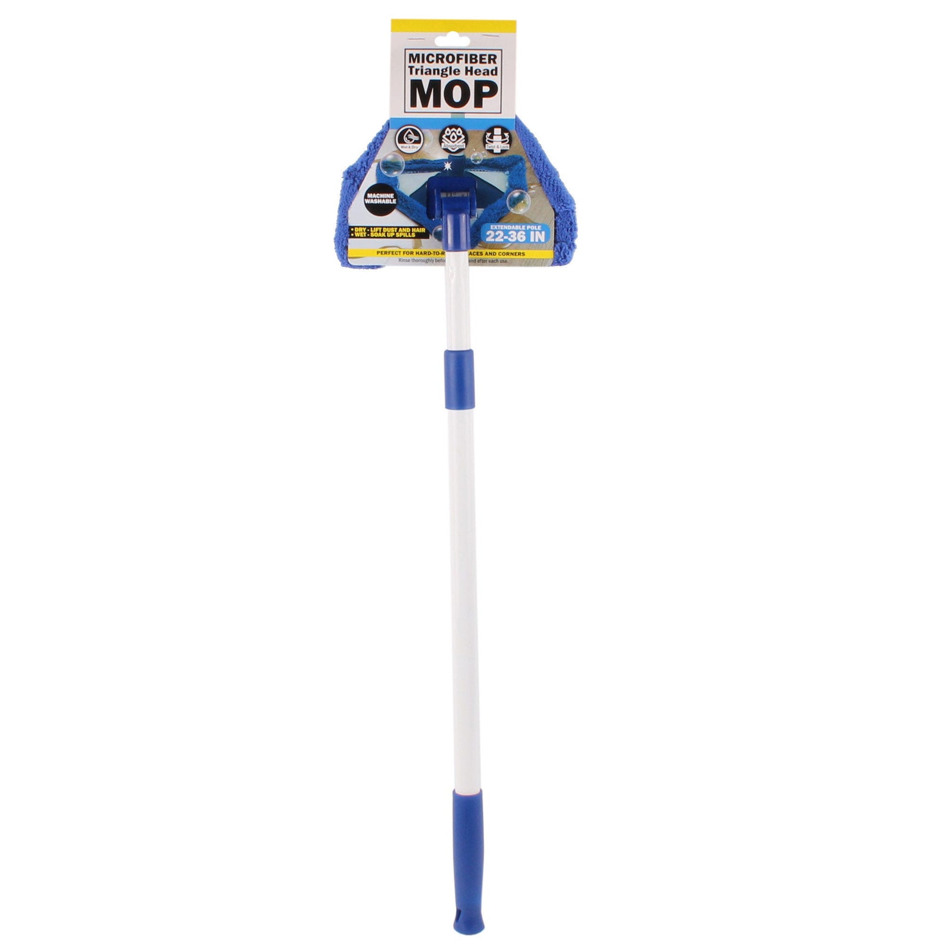 microfiber triangle head mop with extending pole -- 8 per box