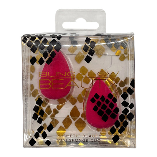 bungalow beauty 2 pack mini tear drop cosmetic sponges in fuchsia inside a snake print box -- 60 per box
