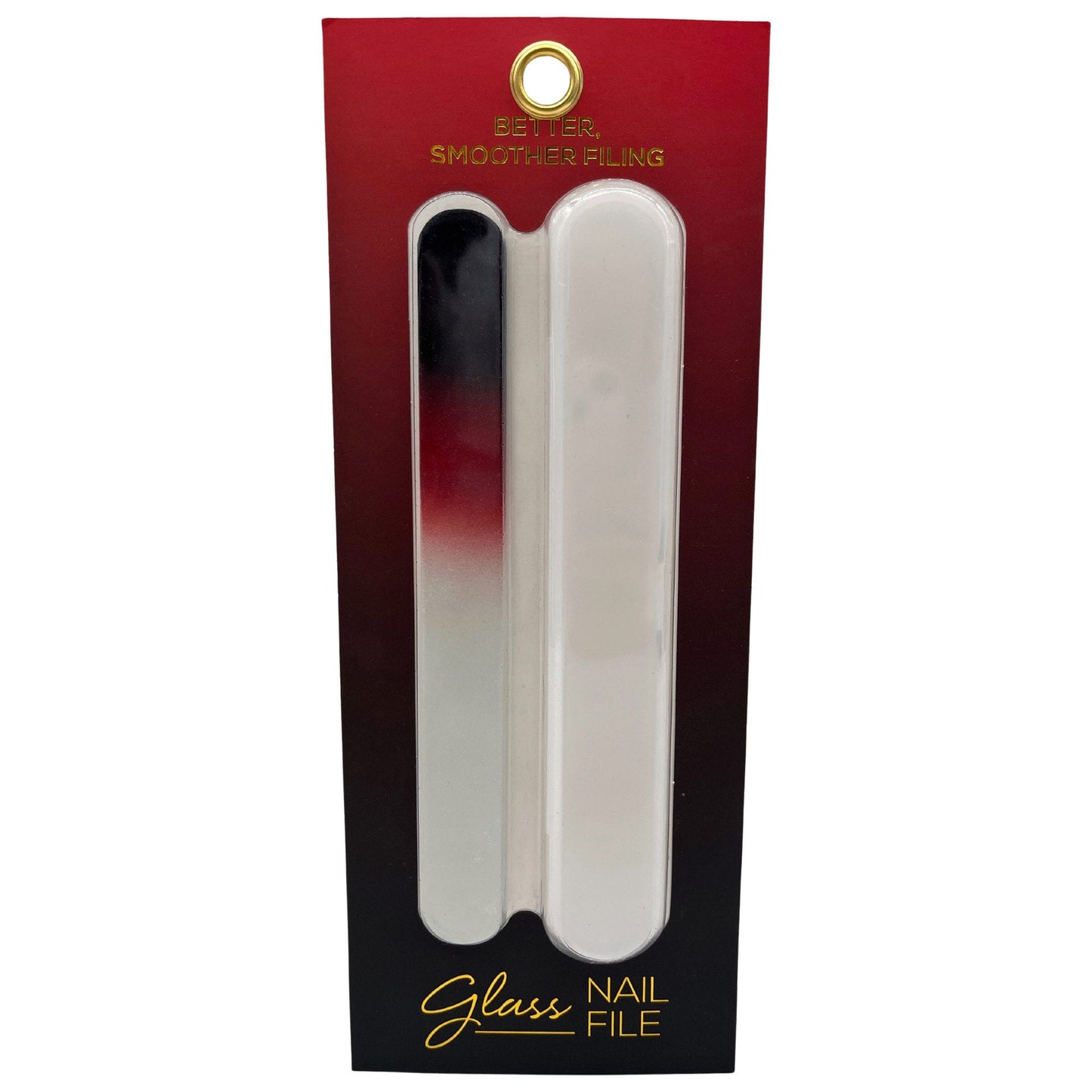 tru beauty glass nail file with case in black red ombre color -- 60 per box