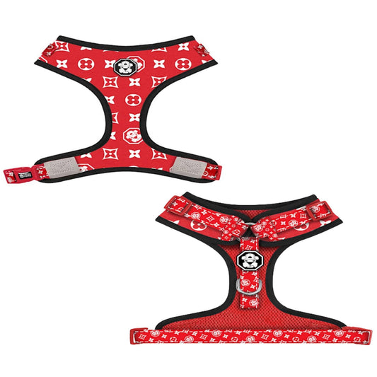 fresh pawz monogram hype red mesh harness in size extra small -- 16 per box