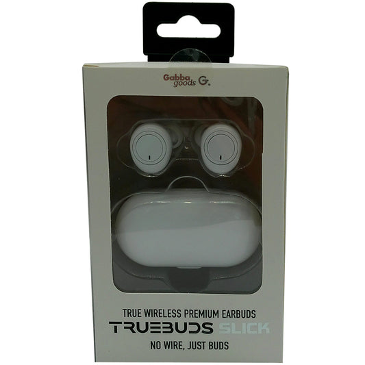 true buds slick true wireless bluetooth earbuds with charging case in white -- 4 per box