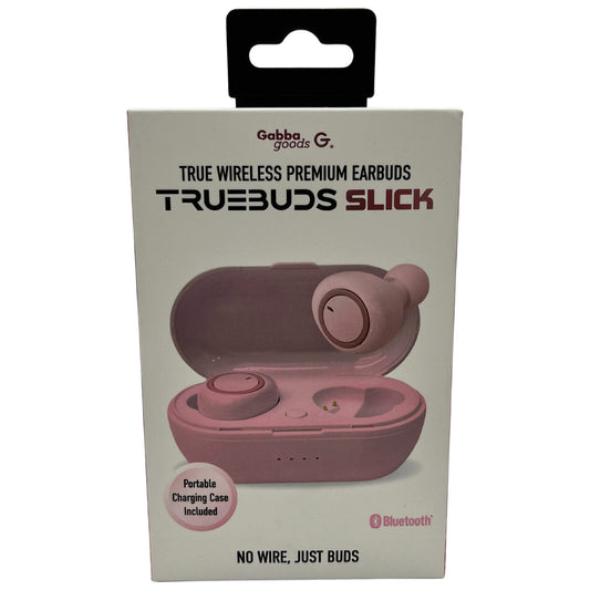 true buds slick true wireless bluetooth earbuds with charging case in blush -- 4 per box