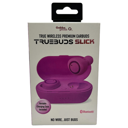 true buds slick true wireless bluetooth earbuds with charging case in fusia -- 4 per box