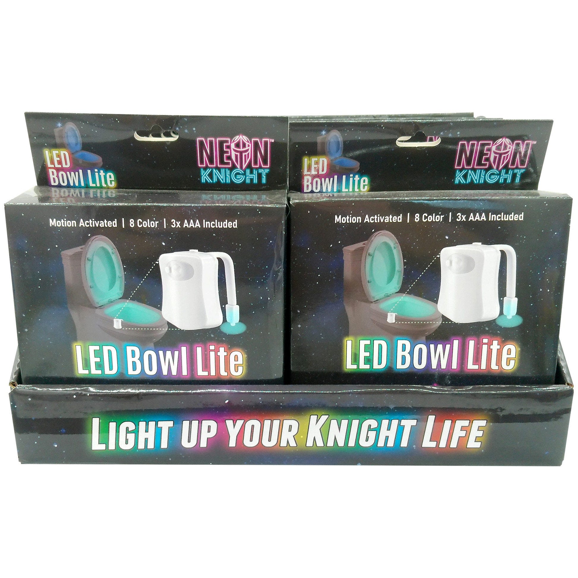 neon knight motion activated led toilet bowl light in pdq display -- 16 per box