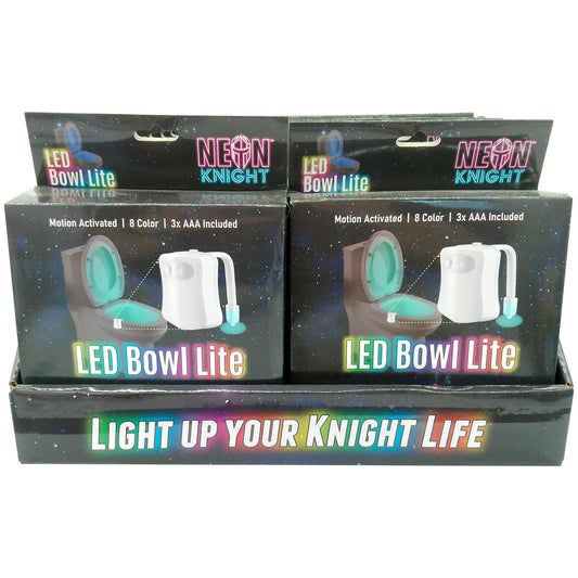 neon knight motion activated led toilet bowl light in pdq display -- 16 per box