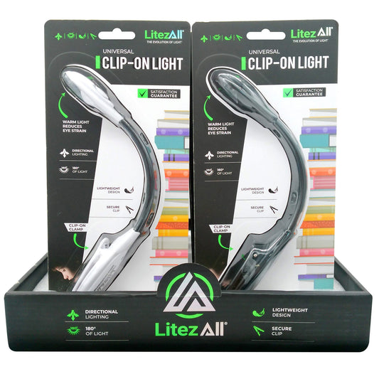 litez all universal clip-on light in pdq display -- 24 per box