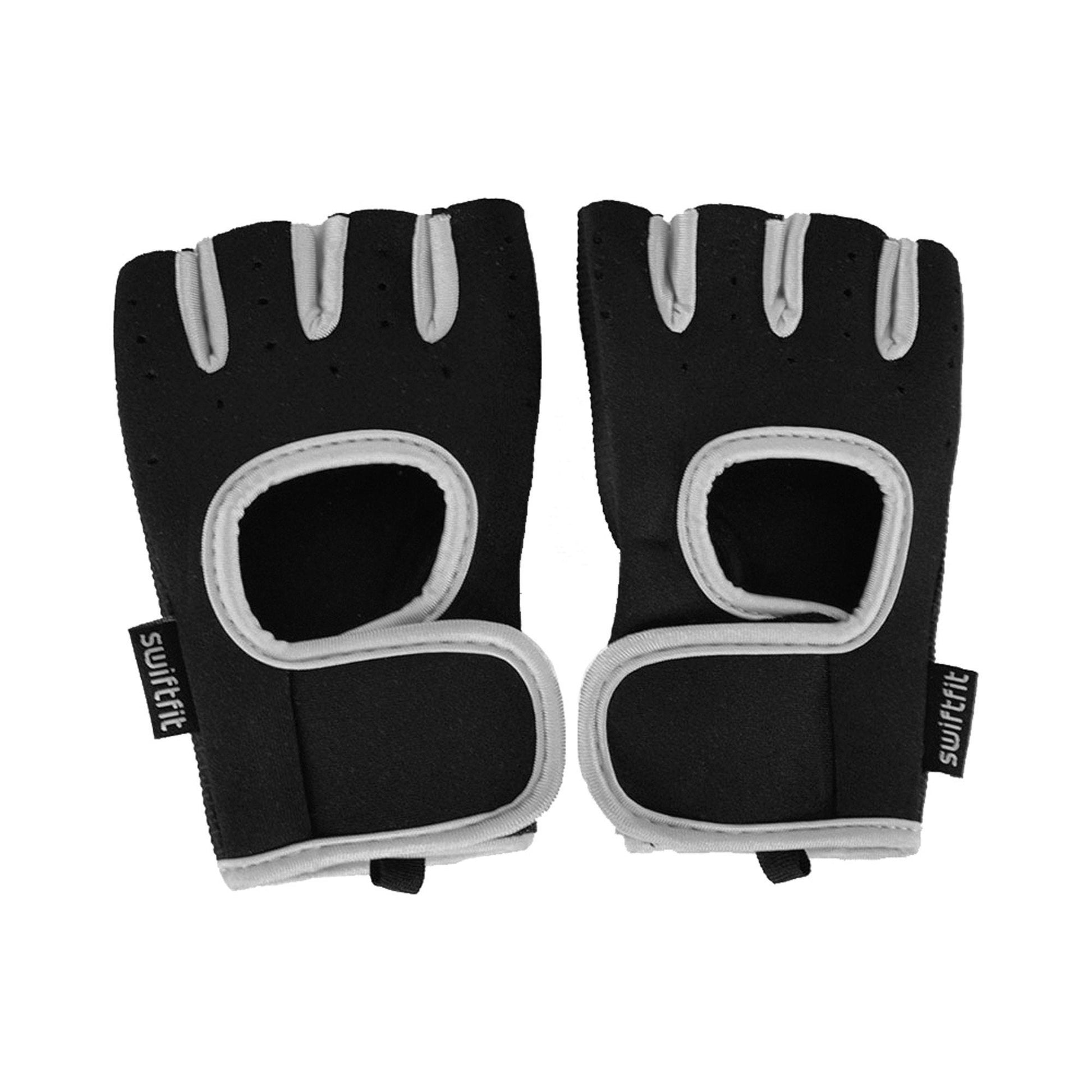 swift fit gray workout gloves with padded palm grip in assorted sizes -- 18 per box