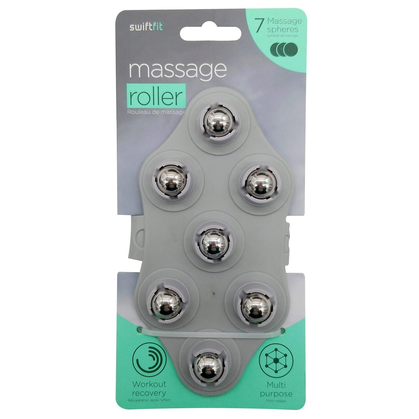 swift fit gray multi- purpose diamond shaped massage roller with 7 spheres -- 12 per box