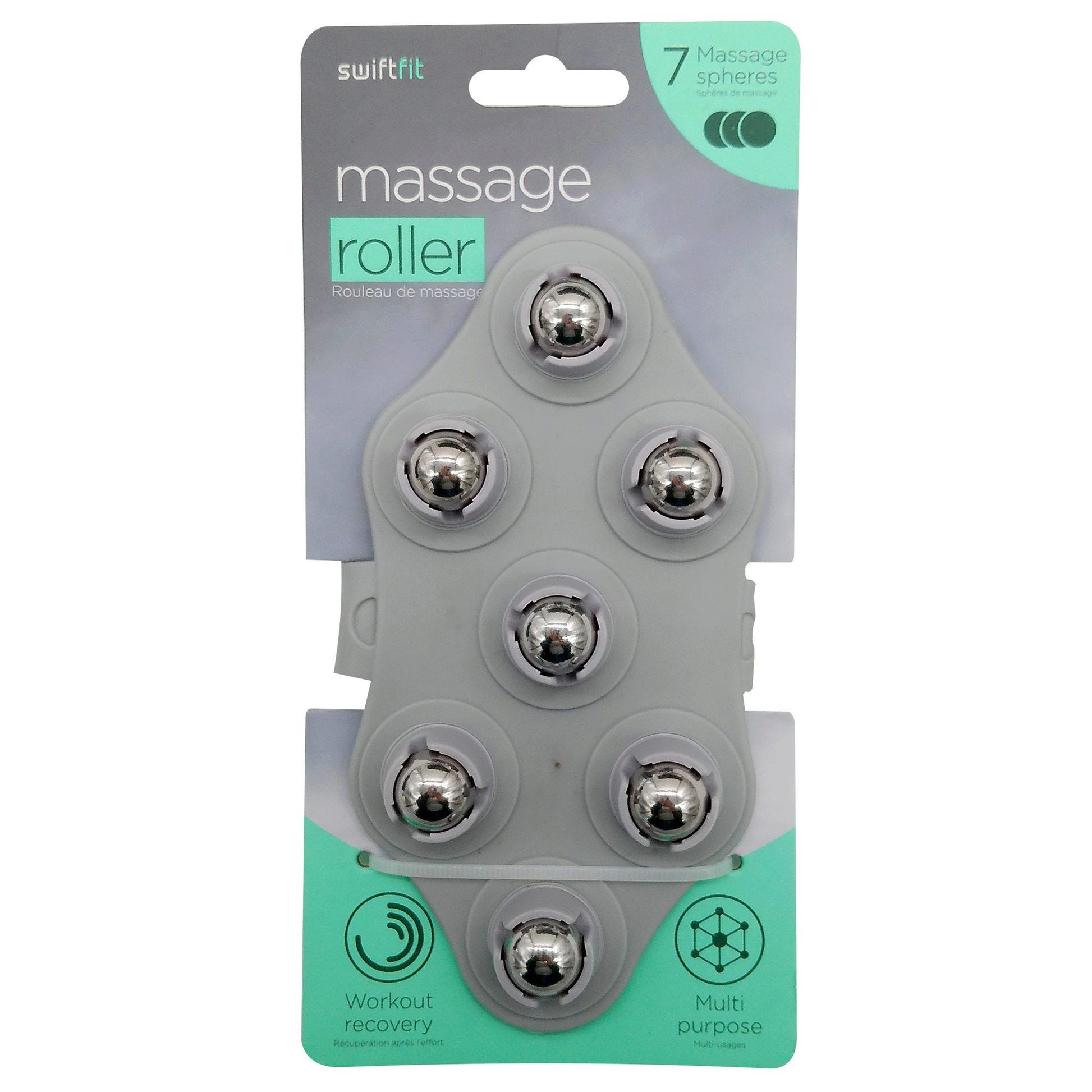 swift fit gray multi- purpose diamond shaped massage roller with 7 spheres -- 12 per box