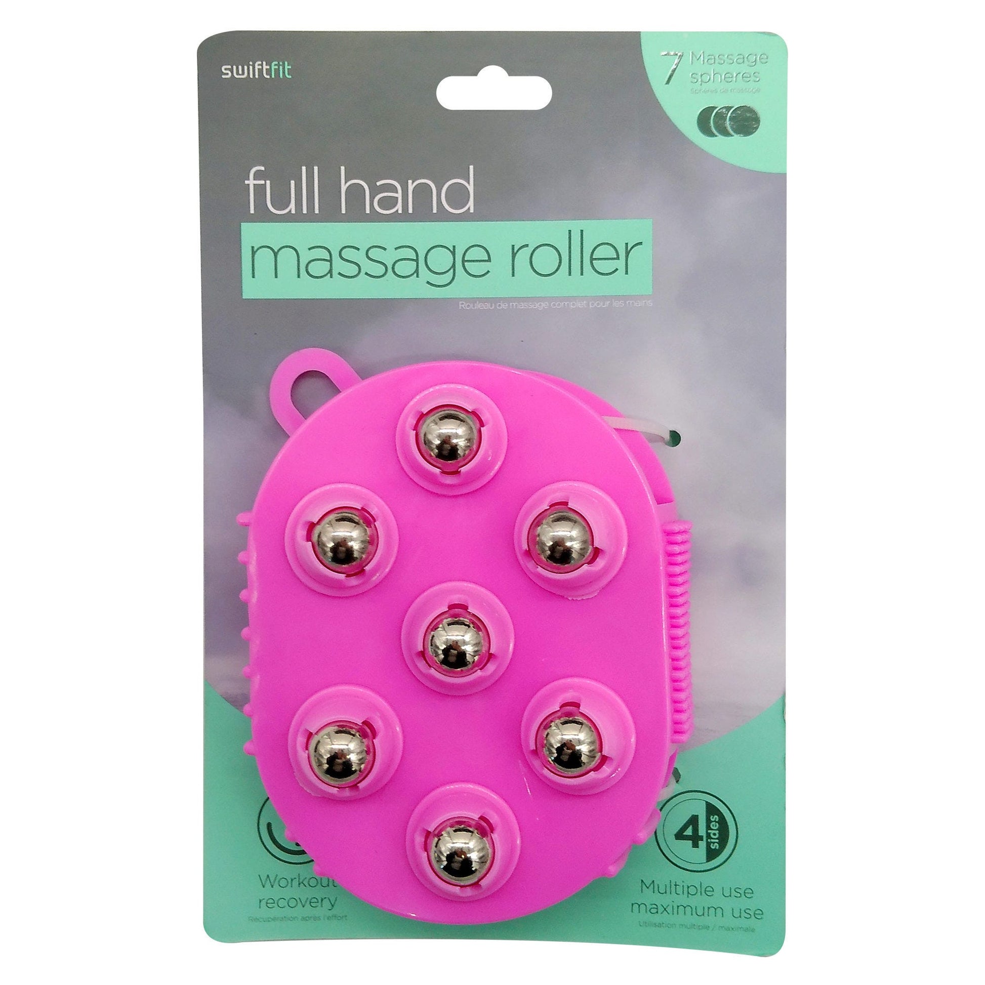 swift fit pink 4 sides full hand massage roller with 7 spheres -- 12 per box