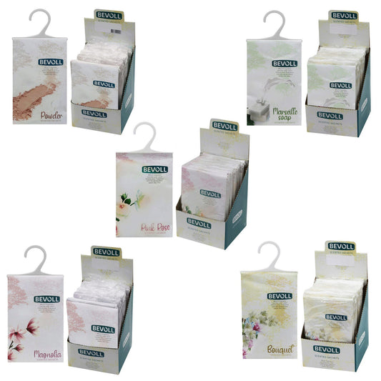 bevoll assorted scents hanging sachet bags in pdq display -- 48 per box