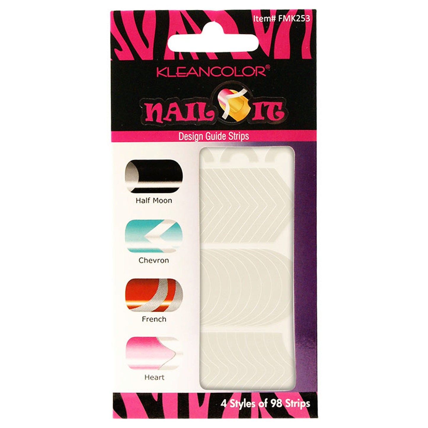 klean color nail it design guide strips in assorted styles -- 72 per box