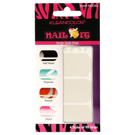 klean color nail it design guide strips in assorted styles -- 72 per box