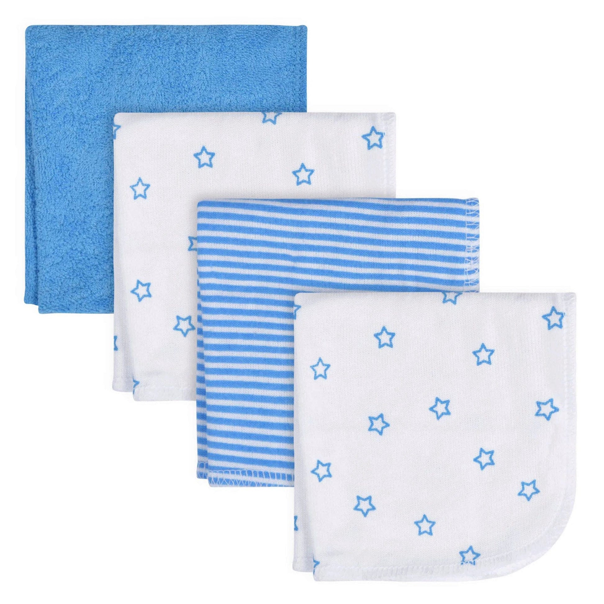 gerber childrenswear love your onesies branded 4 pack baby washcloths in blue -- 20 per case