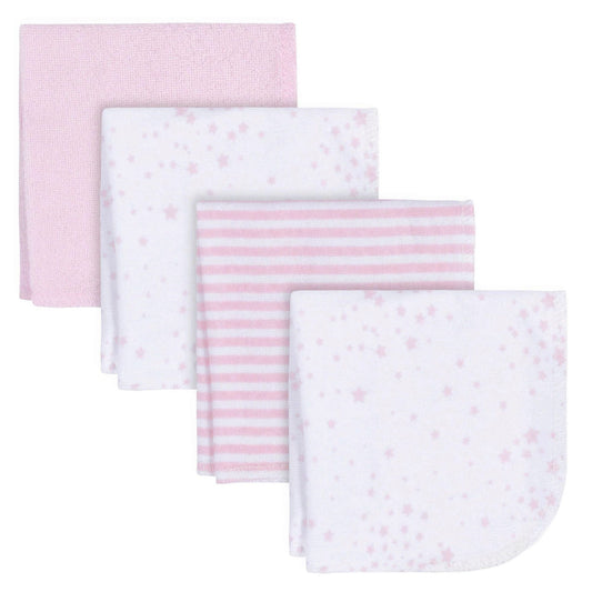 gerber childrenswear love your onesies branded 4 pack baby washcloths in pink -- 20 per case