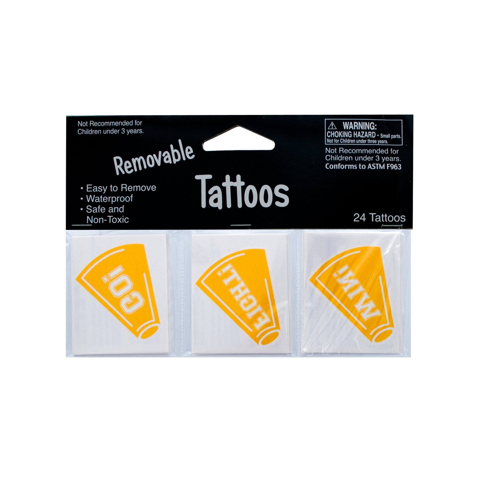 removable cheer tattoos - yellow  -- 86 per box