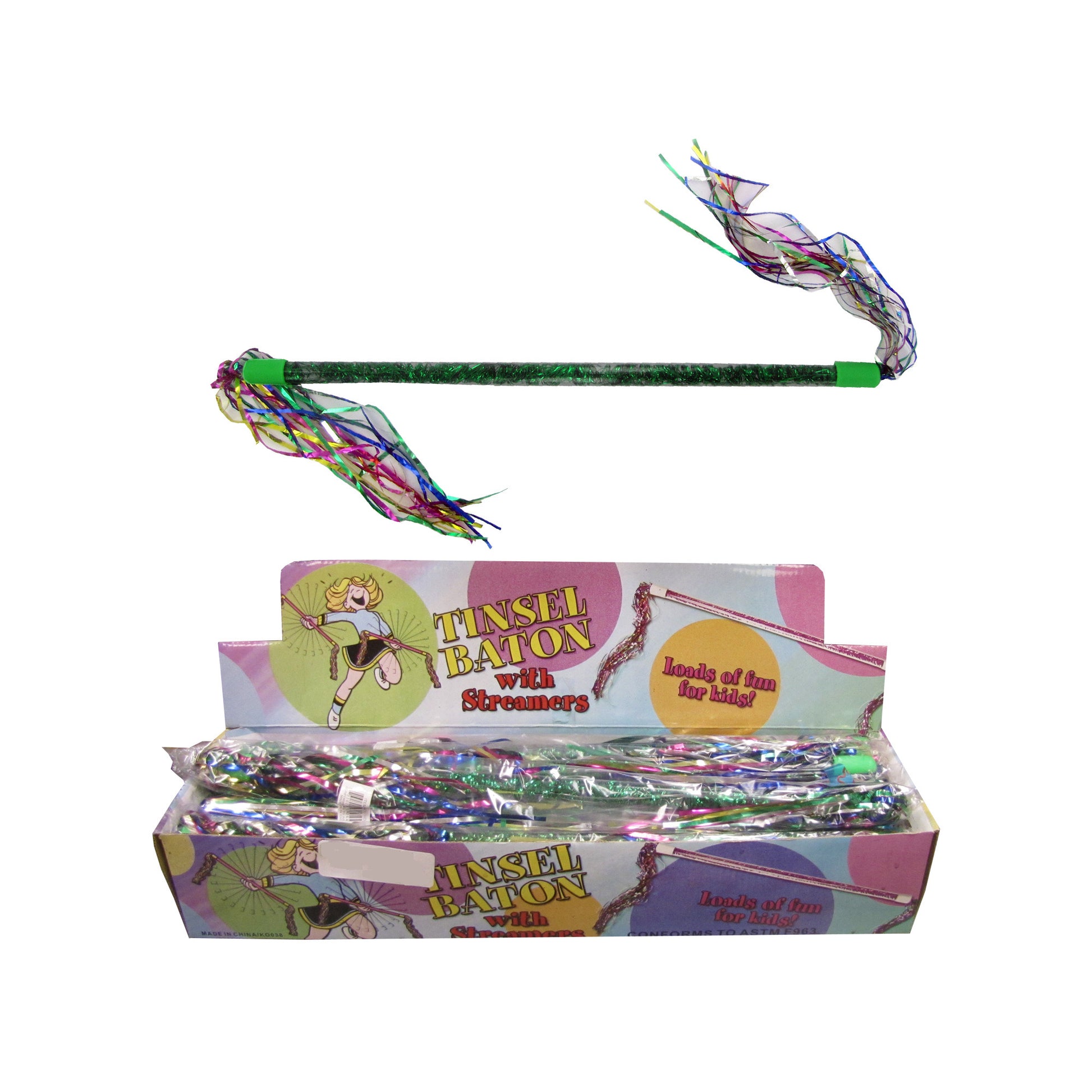 tinsel baton with streamers countertop display  -- 48 per box