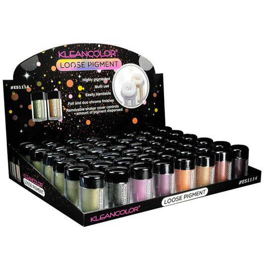 klean color loose pigment eyeshadow in 8 colors assorted in display -- 48 per box