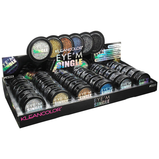 klean color eye m single glitter eyeshadow in assorted colors in display -- 72 per box