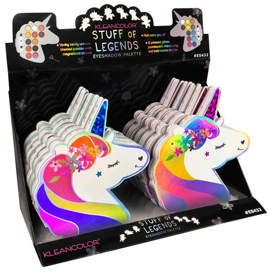 klean color stuff of legends 12 shade high impact fashion eyeshadow palette in display -- 24 per box