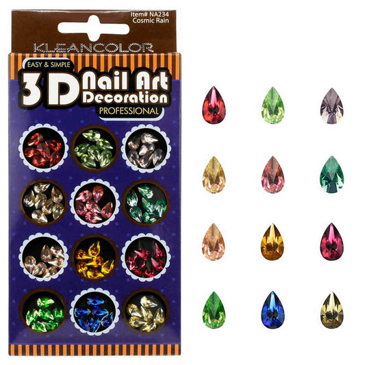 klean color 3d cosmic rain nail decoration in assorted colors -- 48 per box