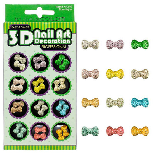 klean color 3d bow- tique heart decoration in assorted colors -- 48 per box