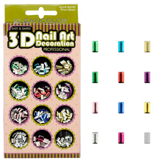 klean color 3d prism beam nail decoration in assorted colors -- 48 per box