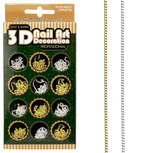 klean color 3d linked- up nail decoration in assorted colors -- 48 per box