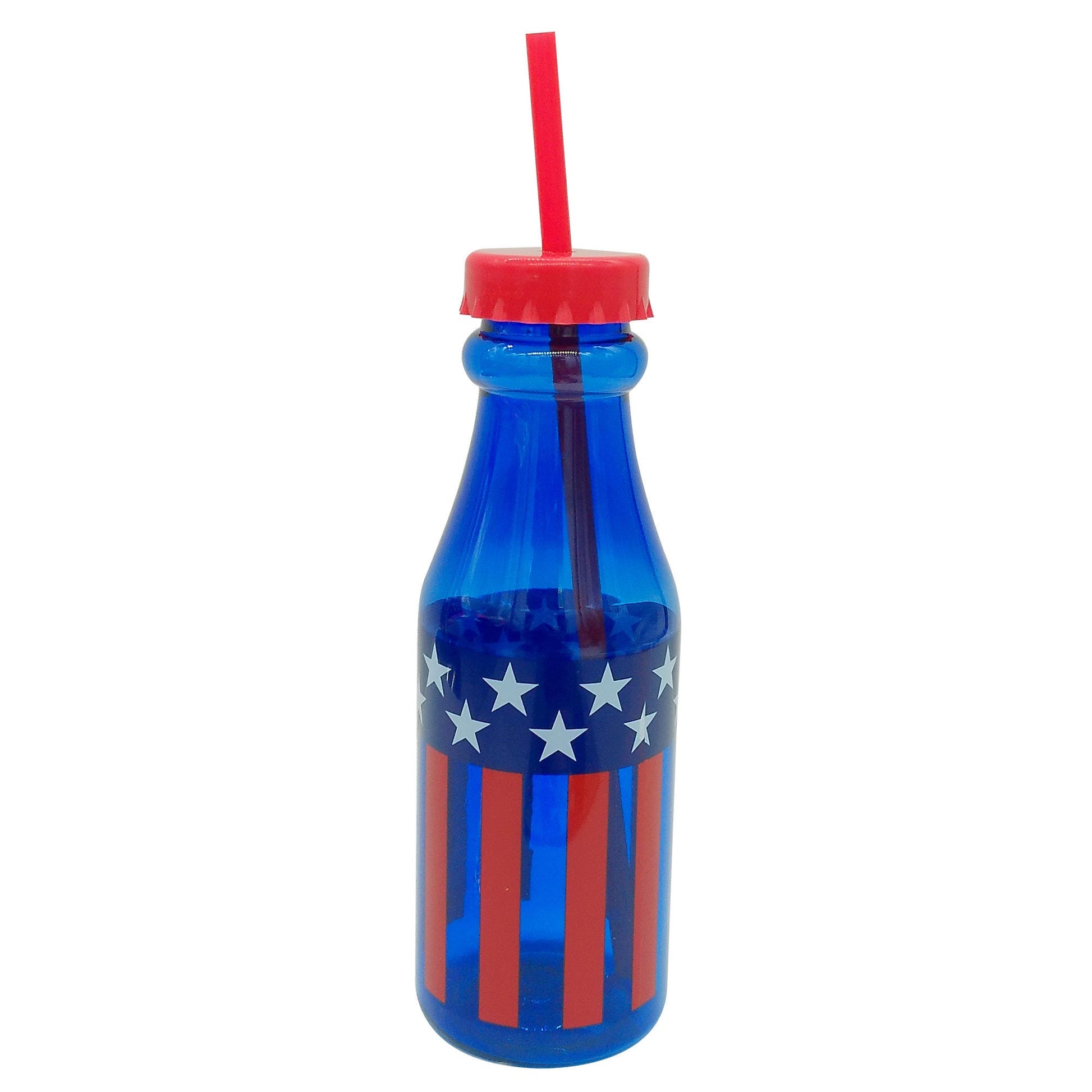 patriotic water bottle with straw -- 24 per case