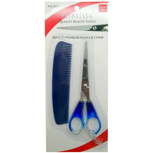 princessa hair cutting scissors comb in assorted colors -- 48 per box